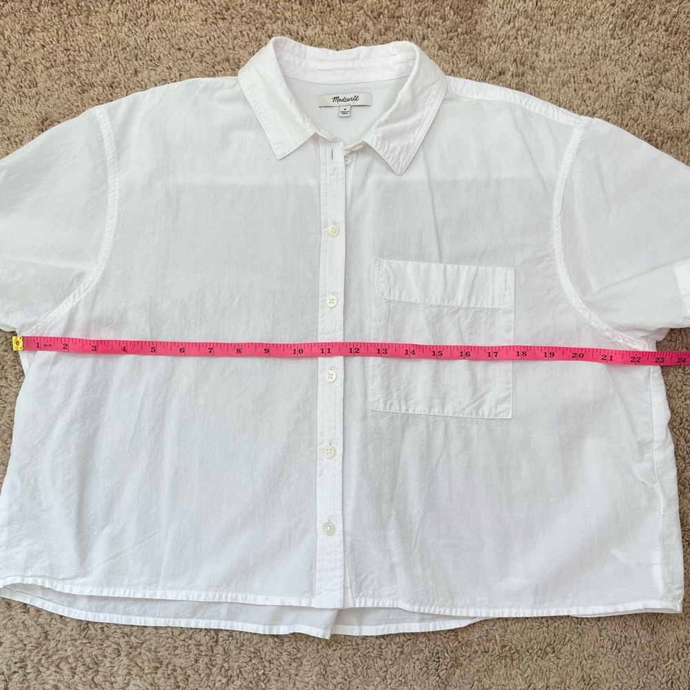 Madewell White Cropped Boxy Utility Button-Up Shirt Women’s Size Medium - Picture 9 of 16